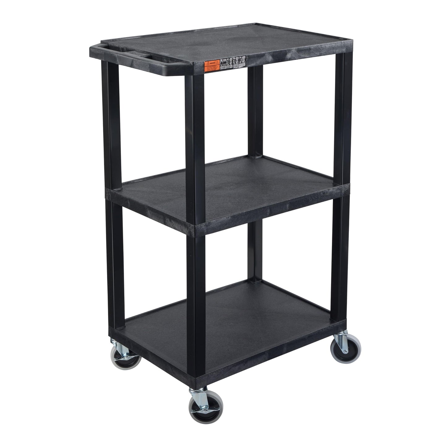 LUXOR UCPL1 42" Tall 3-Tier Utility Cart Black