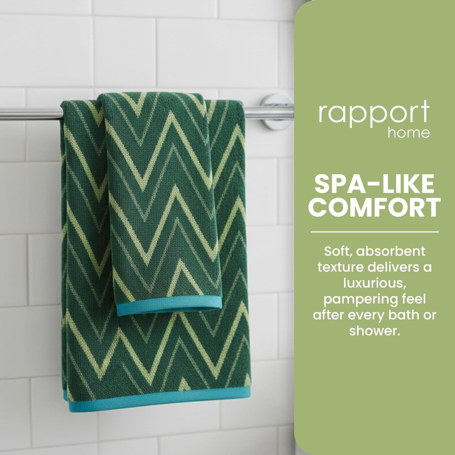 Rapport Home Helix Face Towels 2 Pack, 30x30cm 100% Cotton - Moss Green