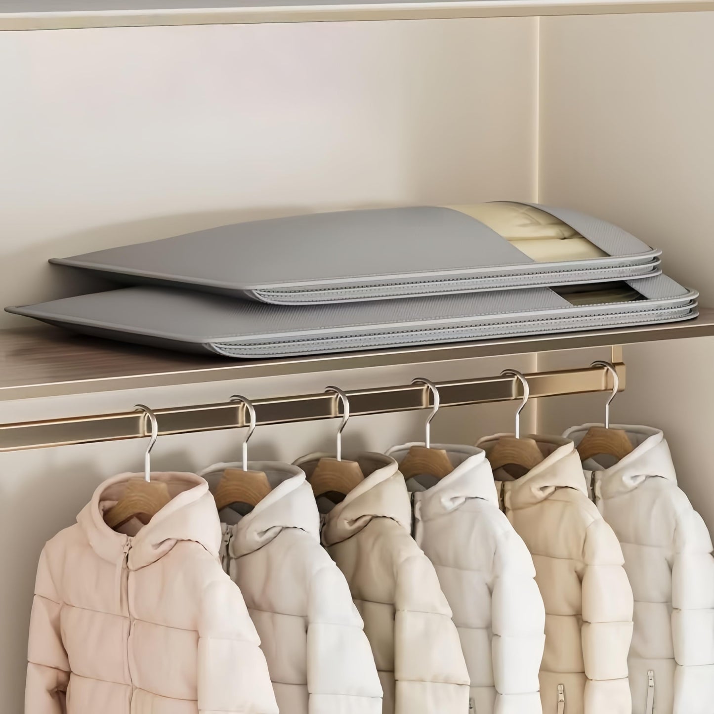 Science Compression Zipper Hanging Garment Bag（Extar Large） - Waterproof Dustproof Moth Proof Storage Organizer for Winter Coats & Down Jackets