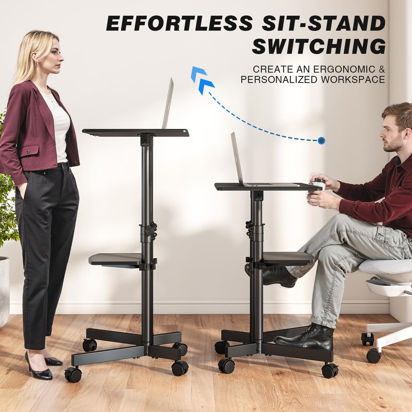 5Rcom Mobile Standing Desk for Laptop Lectern 60x40 cm