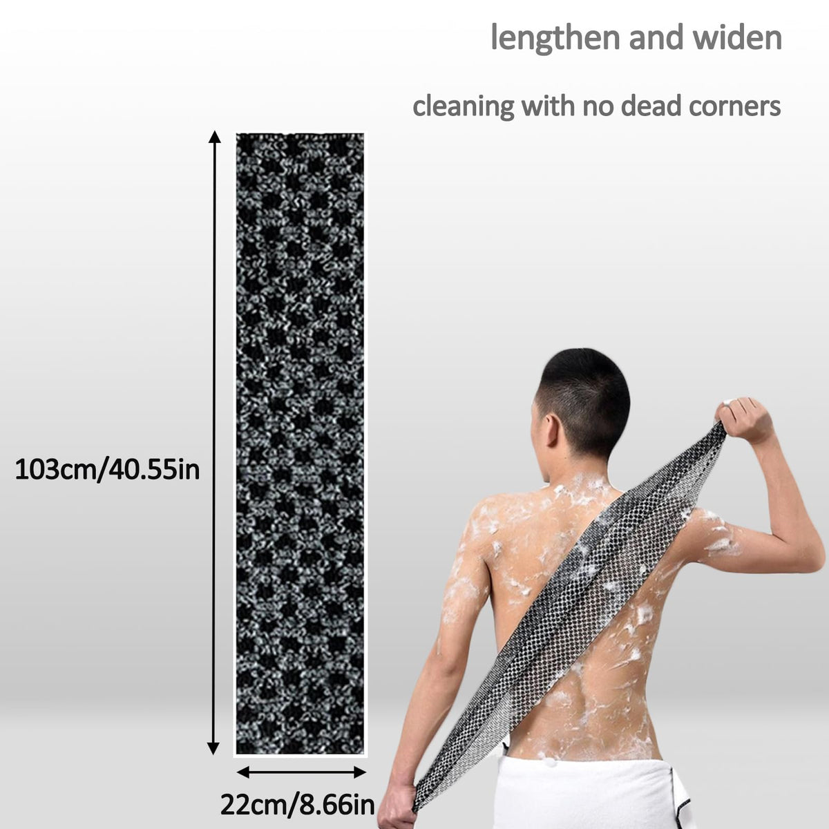 Chliinl Japanese Exfoliating Towel, 1 Pcs Extra Long Exfoliating Washcloth, Back Scrubber Shower Towel Scrub Cloth for Men Women Body Cleaning and