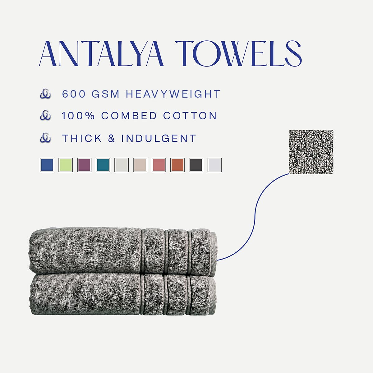 Christy Antalya Large Bath Towels | Set of 4 | 100% Turkish Cotton | 600GSM | Soft Plush Luxury Towel Set | 2 Bath Towels 2 Hand Towels | Quick Dry