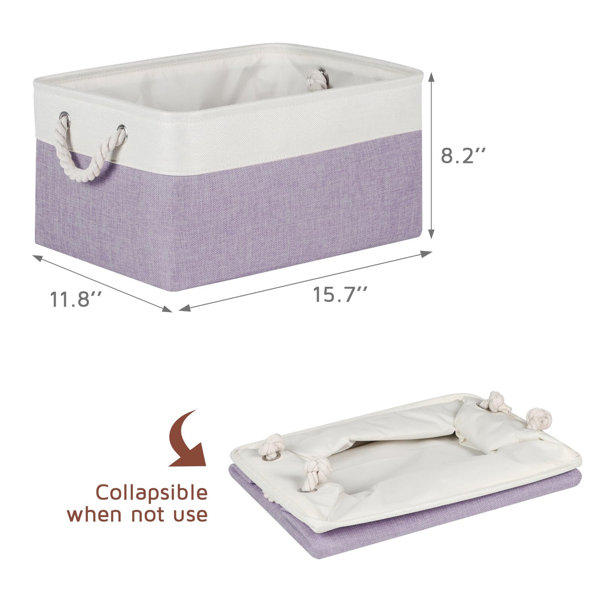 Syeeiex Storage Basket for Shelves 4-Pack, Storage Boxes with Handles, Large Fabric Storage Bins for Organizing Home and Office, Violet