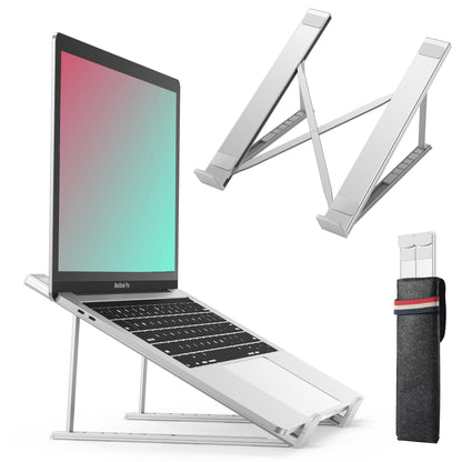 BHHB Laptop Stand, 6 Levels Height Adjustable, Foldable & Ventilated Aluminium, Compatible with Laptops 9-17 inches, Tablets, iPads, Phones