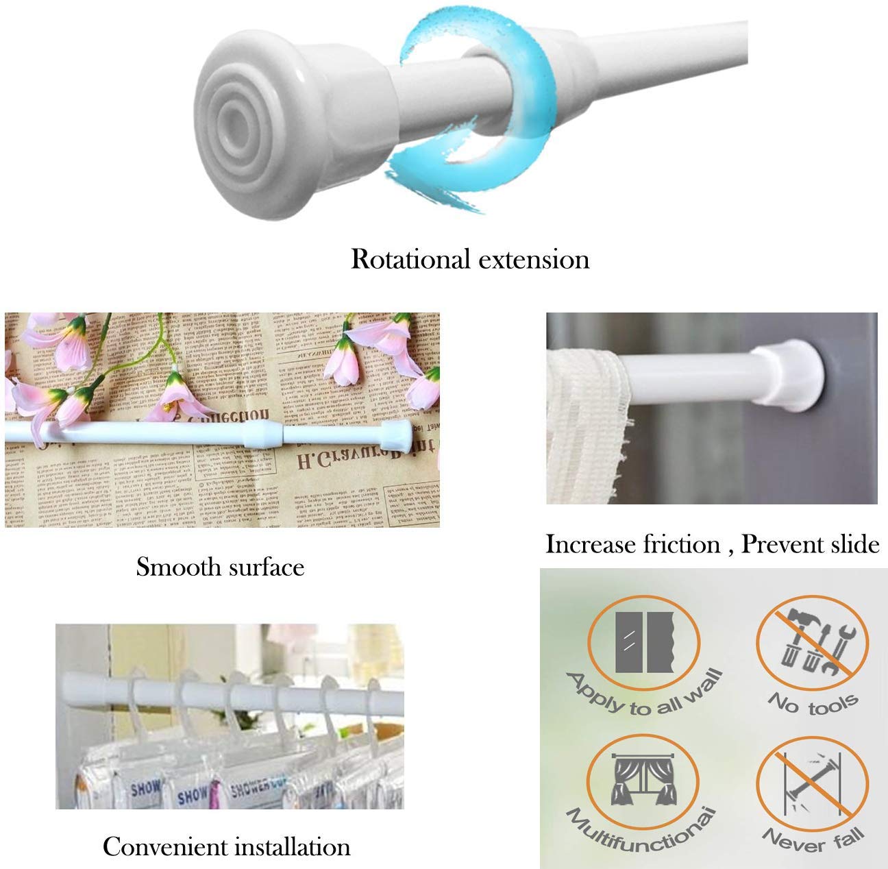 2 Pack Small Tension Rods 10 in to 15.7 Curtain Rods Window Rods in Extendable Width Spring Cupboard Bars for Kitchen Utensils, Closet, and Cabinet