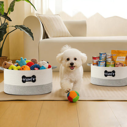 Tidelit Large Dog Toy Basket Box Bin, Woven Storage Baskets for Dog Cat, Cotton Rope Toys Storage Basket for Dogs Cats Bed Toys Accessories Organizer