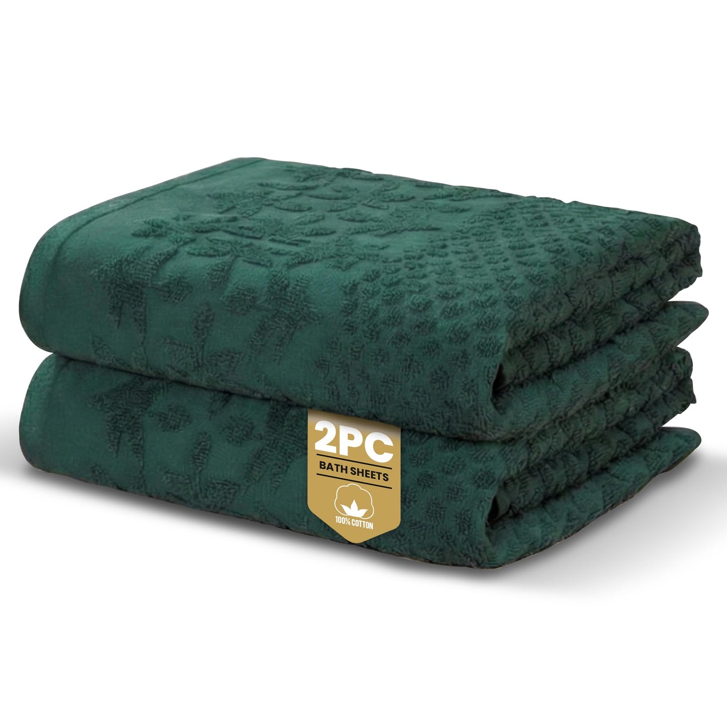 Rapport Home Versailles Jacquard Bath Sheets 2 Pack | Jade Green 90x140cm | Luxurious 500GSM 100% Cotton