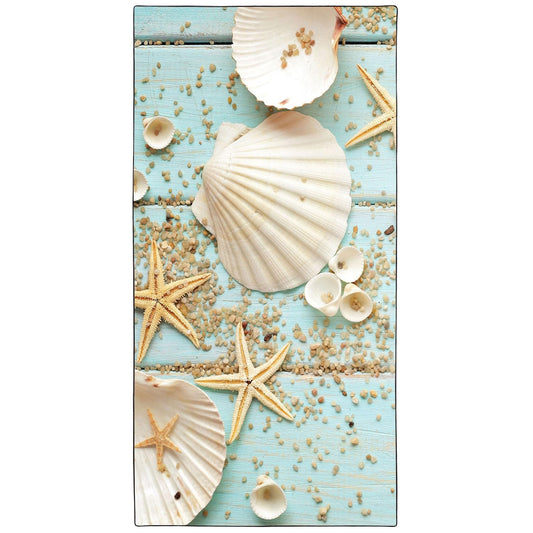 YISUMEI Wooden Board Starfish Shells Beach Towels for Adults Extra Large 180x90cm, Microfibre Quick Dry Towel for Travel Swimming Camping Sports