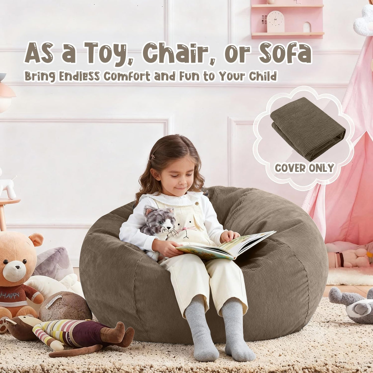 Nobildonna Bean Bag Chair Cover No Filler for Kids Beanbag Stuffed Animal Storage Without Filling Plush Toys Holder and Organizer Soft Premium