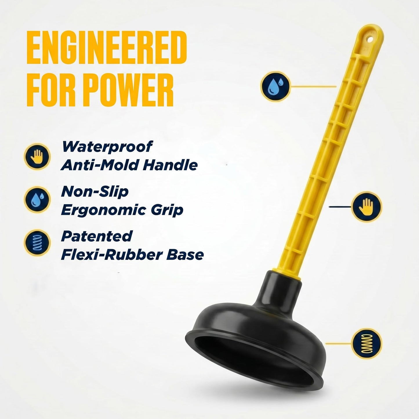 Mario10 Heavy Duty Drain Plunger & Sink Unblocker, Suction Cup, 5.51-in