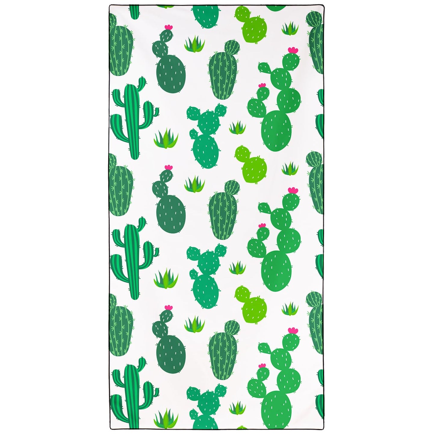 Violetpos Cute Cactus & Heart Beach Towel, Extra Large 180x90 cm 250GSM Microfibre, Sand Free Quick Dry