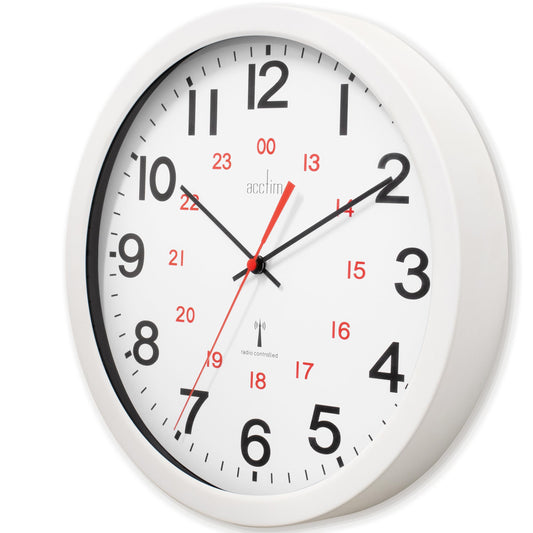 Acctim Wall Clock Radio Controlled 30cm White 74172, 30cm x 30 cm