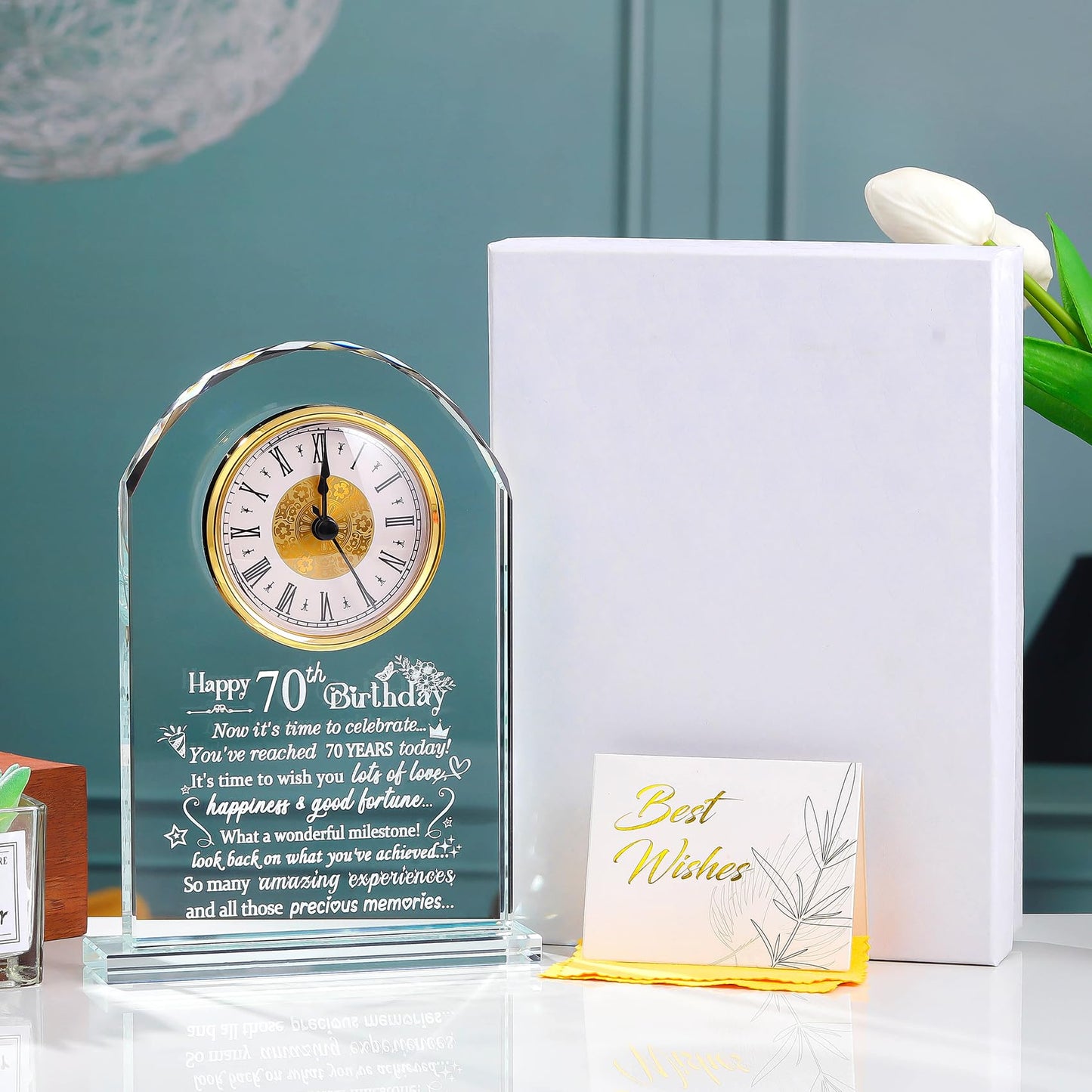 Ornalrist 70th Birthday Quartz Clock Gifts for Women Men, Happy 70th Birthday Presents Blessing for Friends Mum Her Turning 70 Years Old