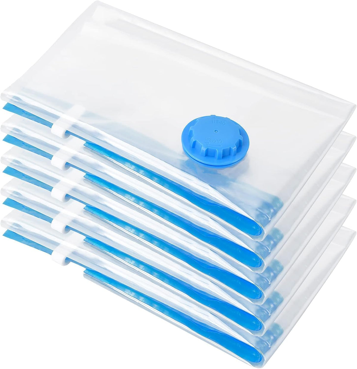 5 Pieces Vacuum Storage Bags, Vacuum Seal Bags for Clothing, Travel Space Saver Bags for Luggage, Clothes, Pillows, Comforters, Blankets, Bedding