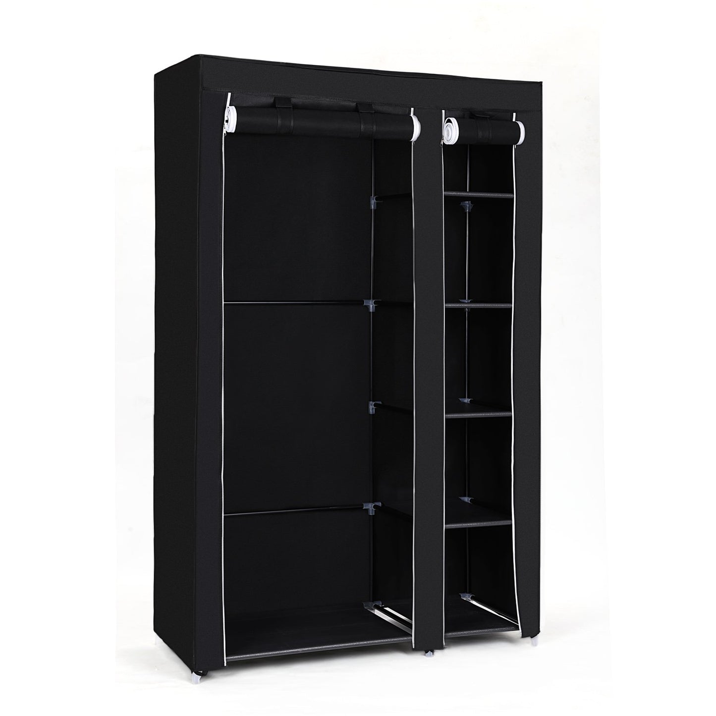 SONGMICS Double Canvas Wardrobe Clothes Storage Organiser Black, 110 x 45 x 175 cm LSF007