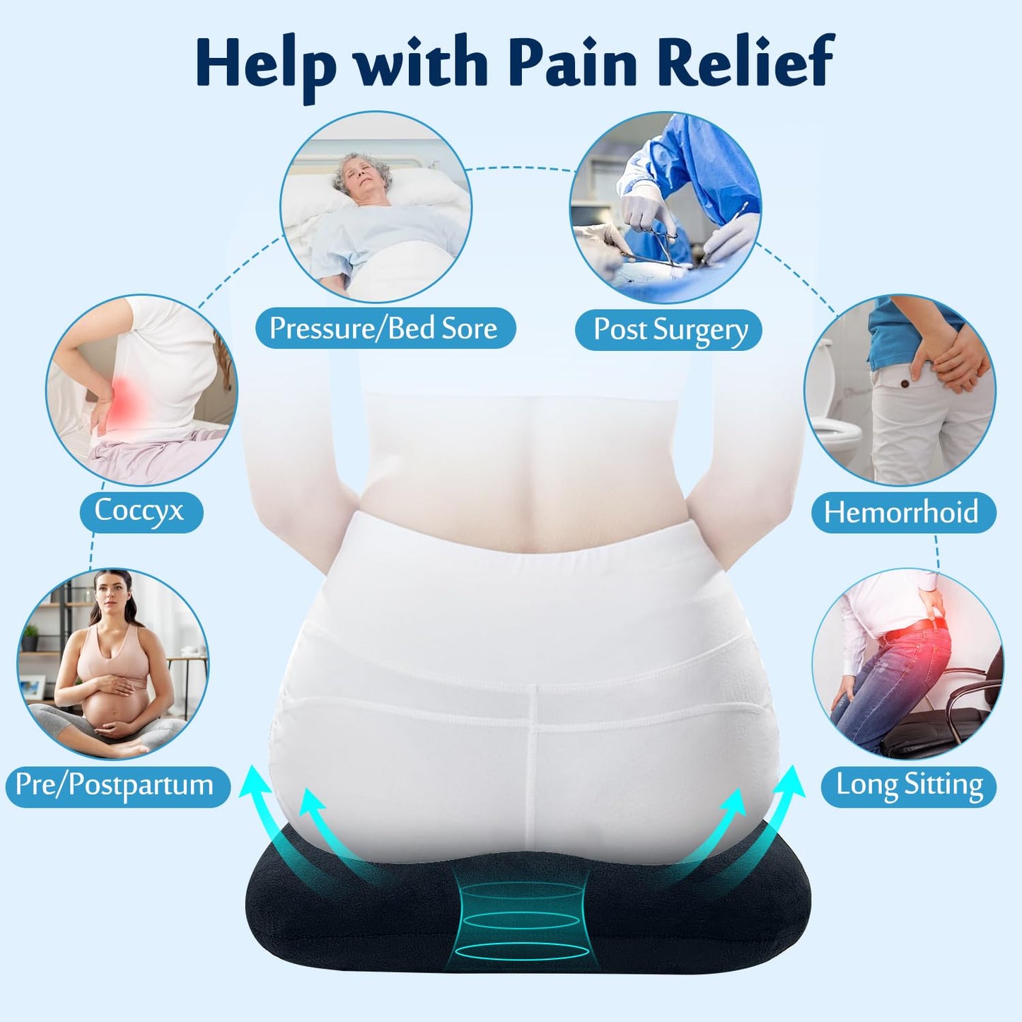 Bed Sore Cushions for Butt Positioning Pillow Pressure Ulcer Cushion Donut Pressure Relief Pillow Wedge for Sleeping Position Wedge after Surgery