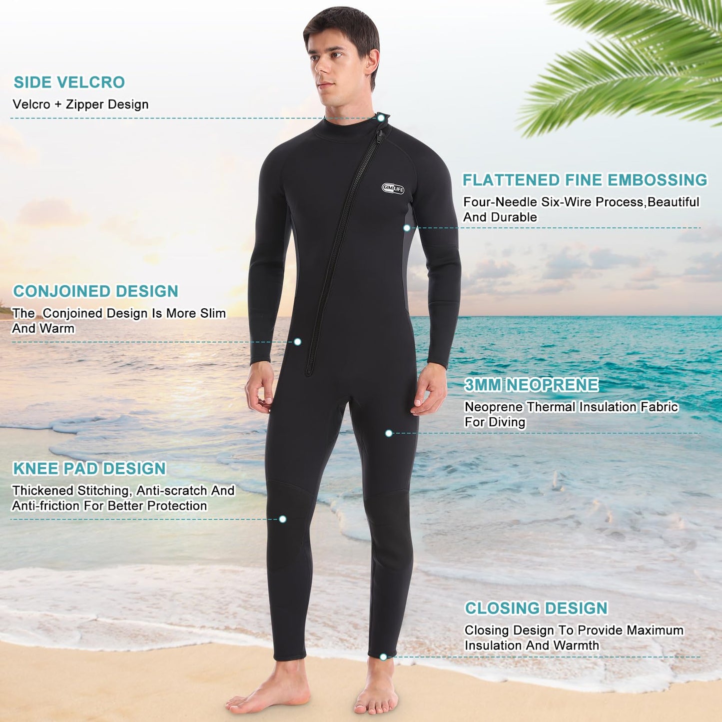 Wetsuit for Men, Mens Wetsuits Full Length Wetsuit, 3mm Neoprene Wet Suit Mens Wetsuit Wet Suits for Diving Snorkeling Swimming Surfing
