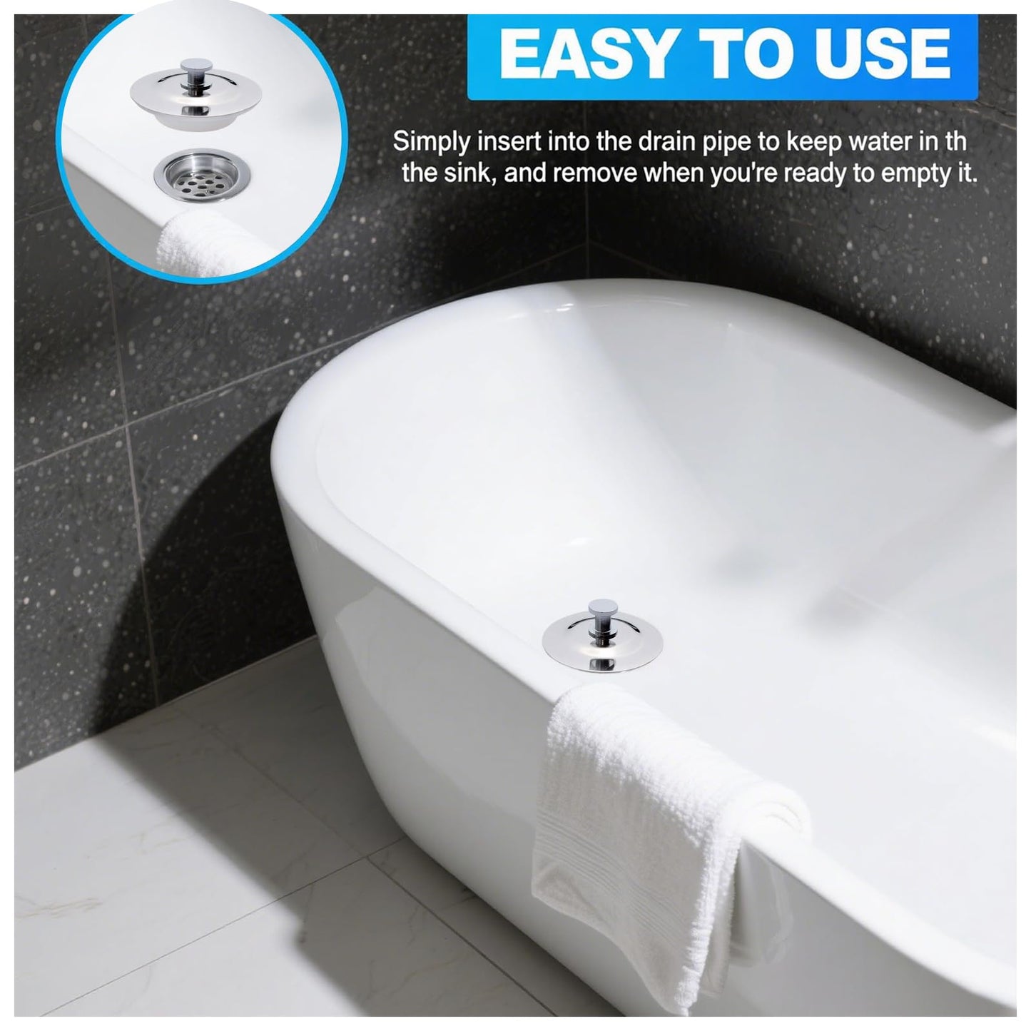 VBSYUYQ 40-45mm Stainless Steel Drain Plug for Bath Kitchen Sink