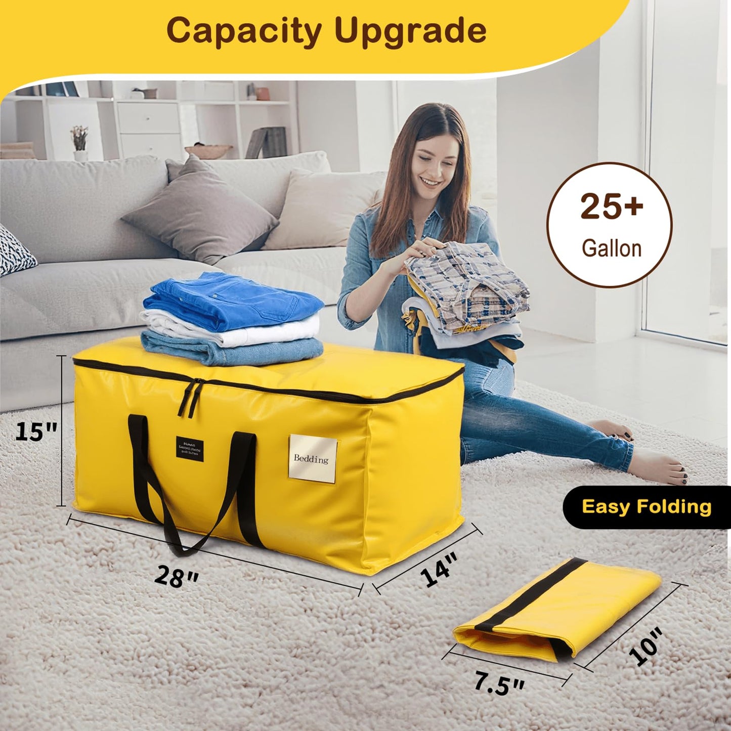 JIAWEN 6 Pack Moving Bags and Storage Bags - 95L Heavy Duty Moving Boxes