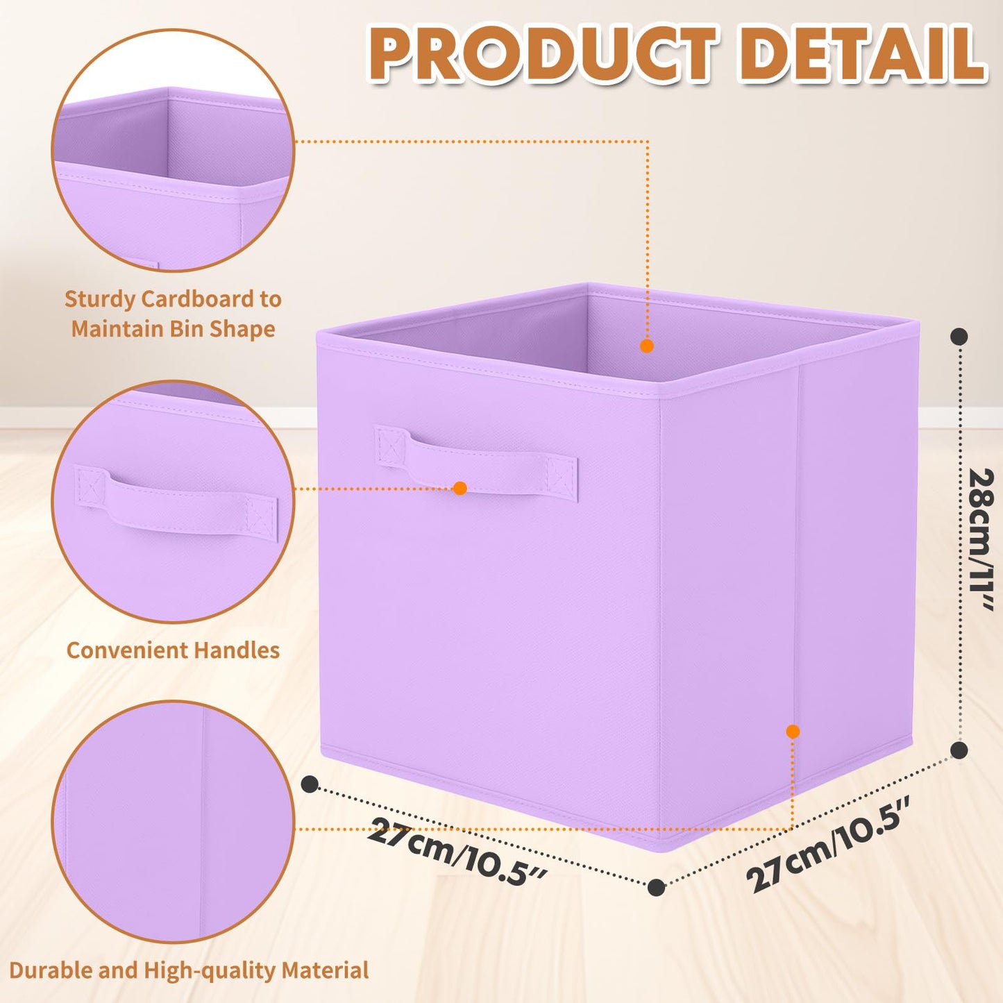 Pinkgarden Storage Box, Collapsible Fabric Storage Cube with Handles for Home, Kids Room, Closet and Toy Organization,Pack of 4
