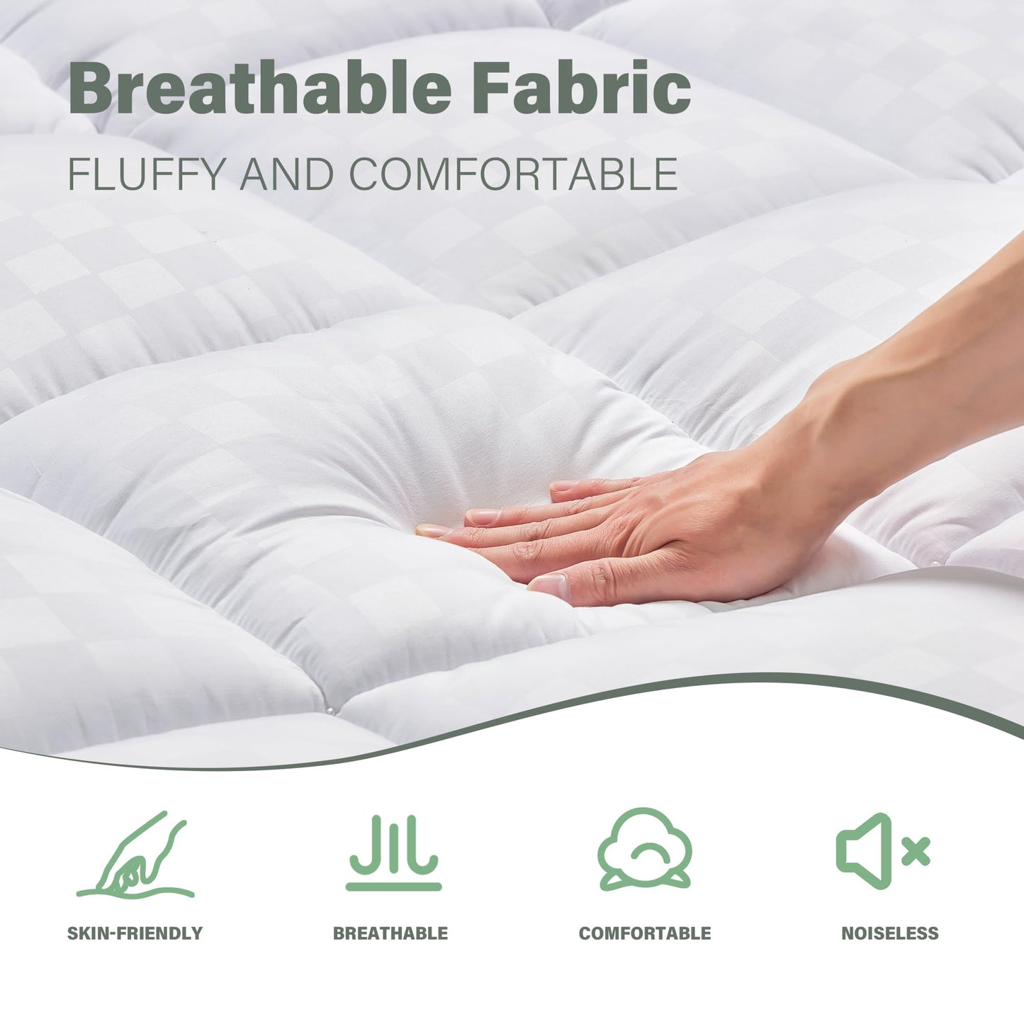 Mattress Topper 140 x 200 cm, 1000 g/m² Ultra Soft Mattress Topper, Microfibre Mattress Protector, Medium Firm, Machine Washable