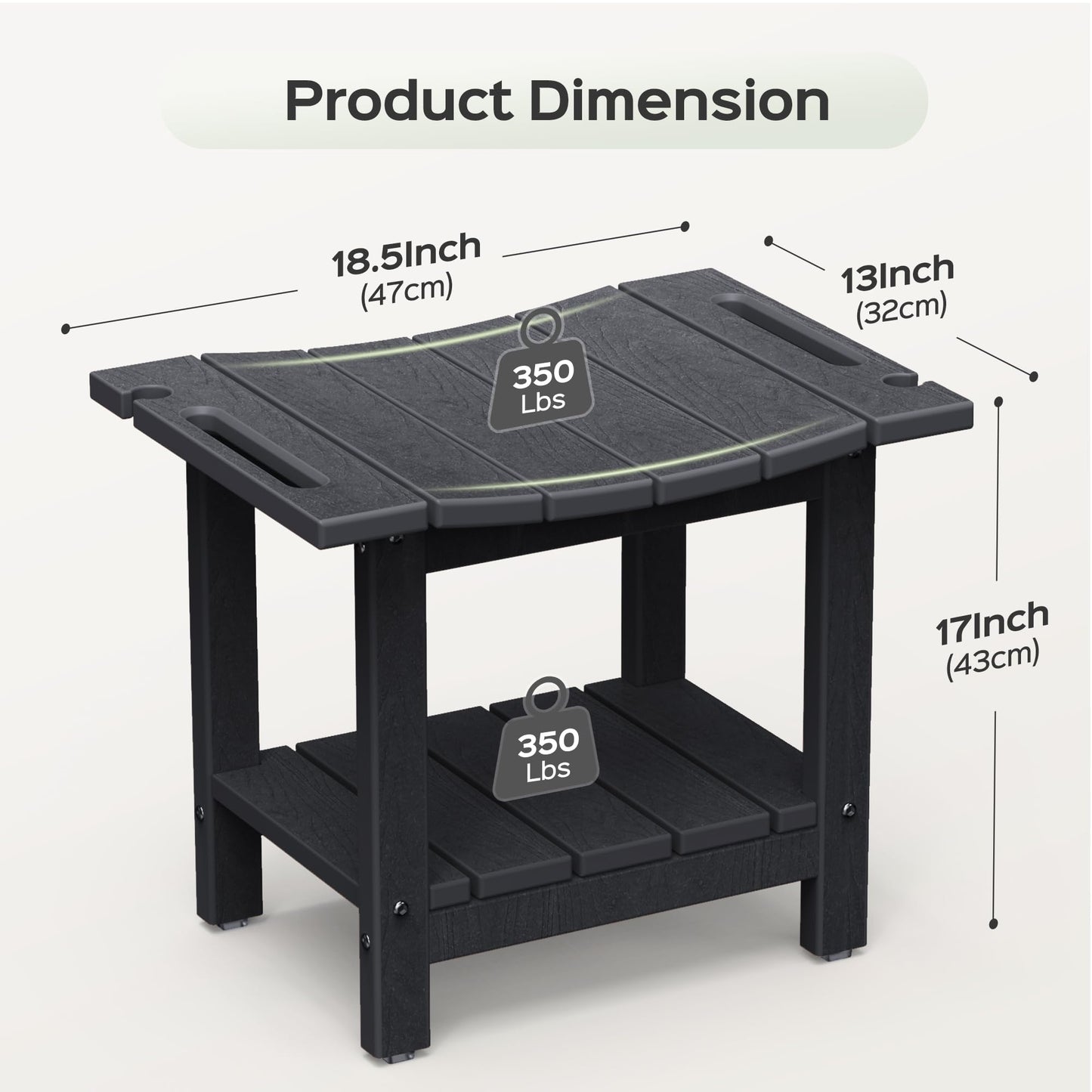 LyriFine Shower Bench, HDPE Waterproof Shower Stool for Inside of Shower
