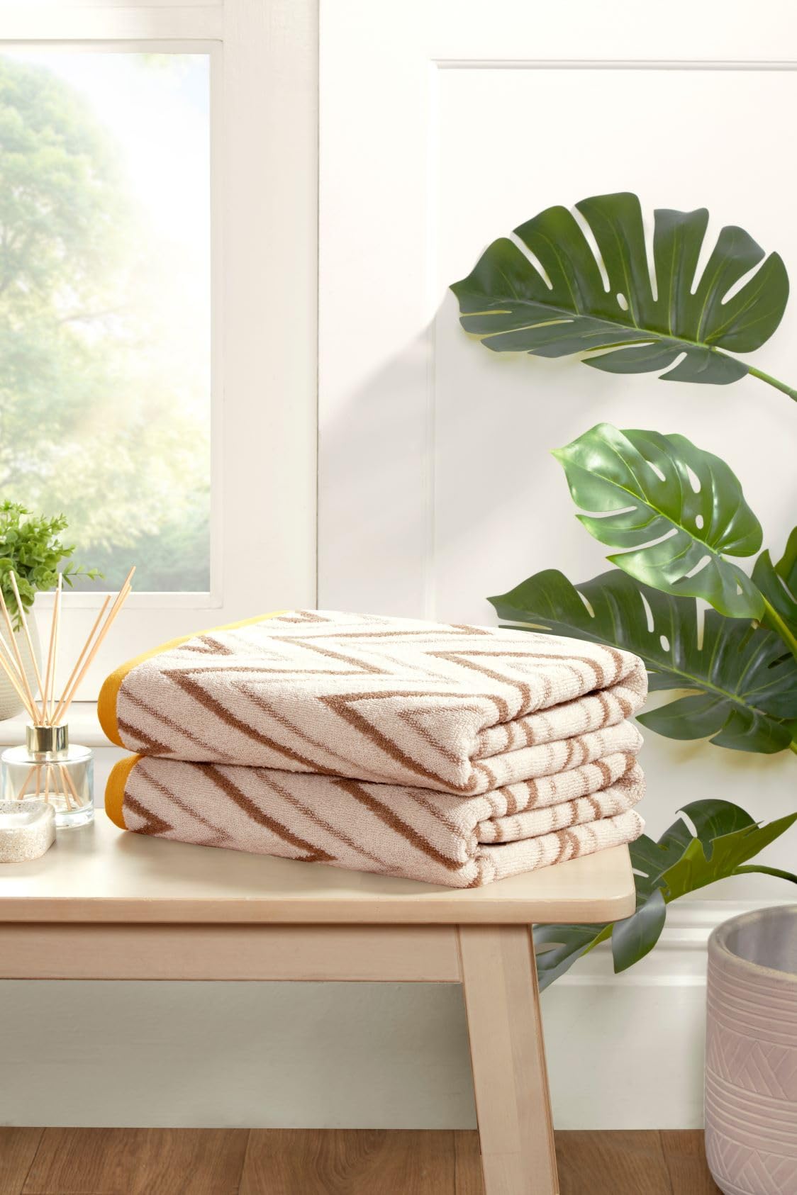 Rapport Home Helix Bath Towels 2 Pack, 70x120cm 100% Cotton - Natural