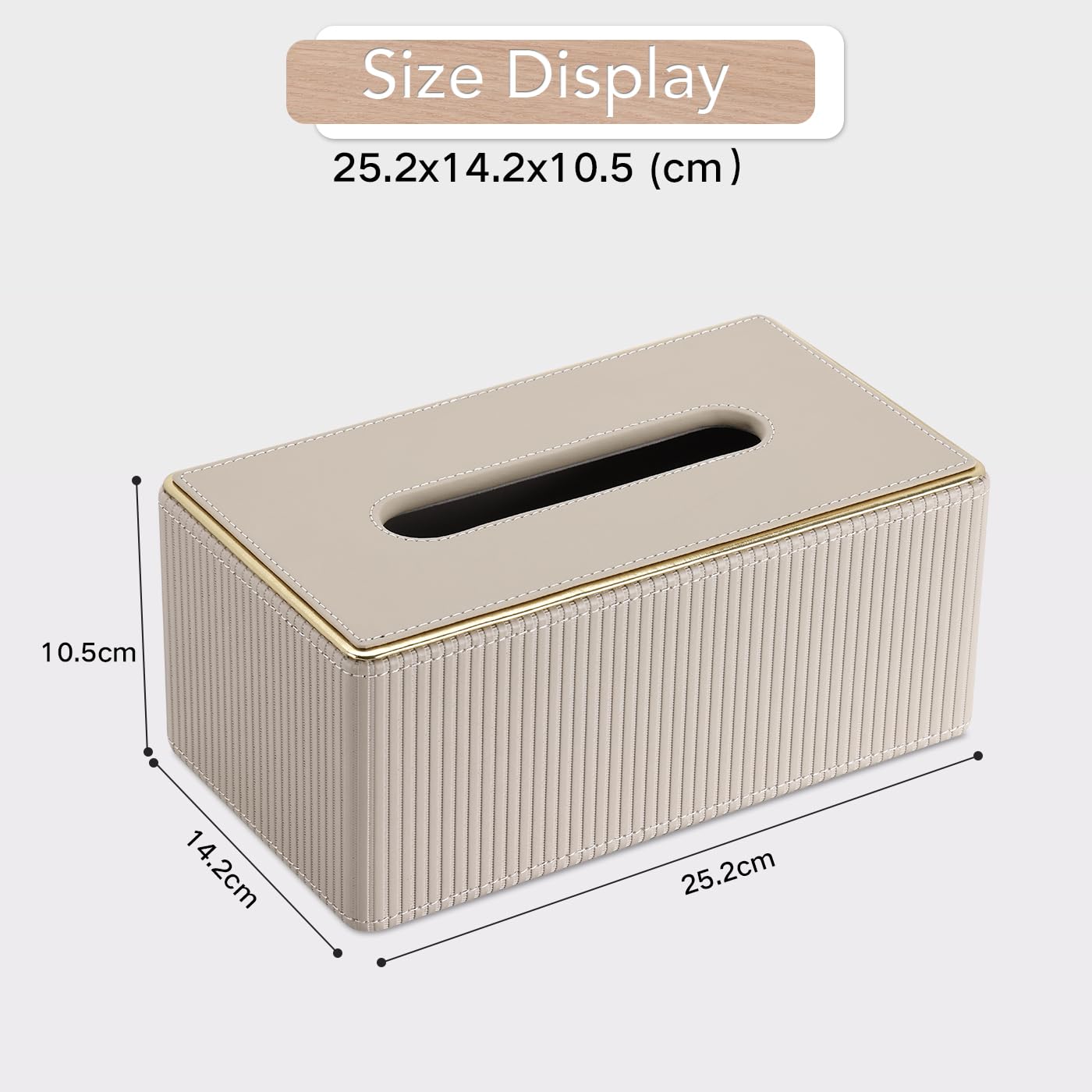 GORESE Tissue Box Holder,Rectangular Tissue Box Cover PU Leather Facial Tissue Dispenser Napkin Holder for Home, Office,Car Decoration(Beige)