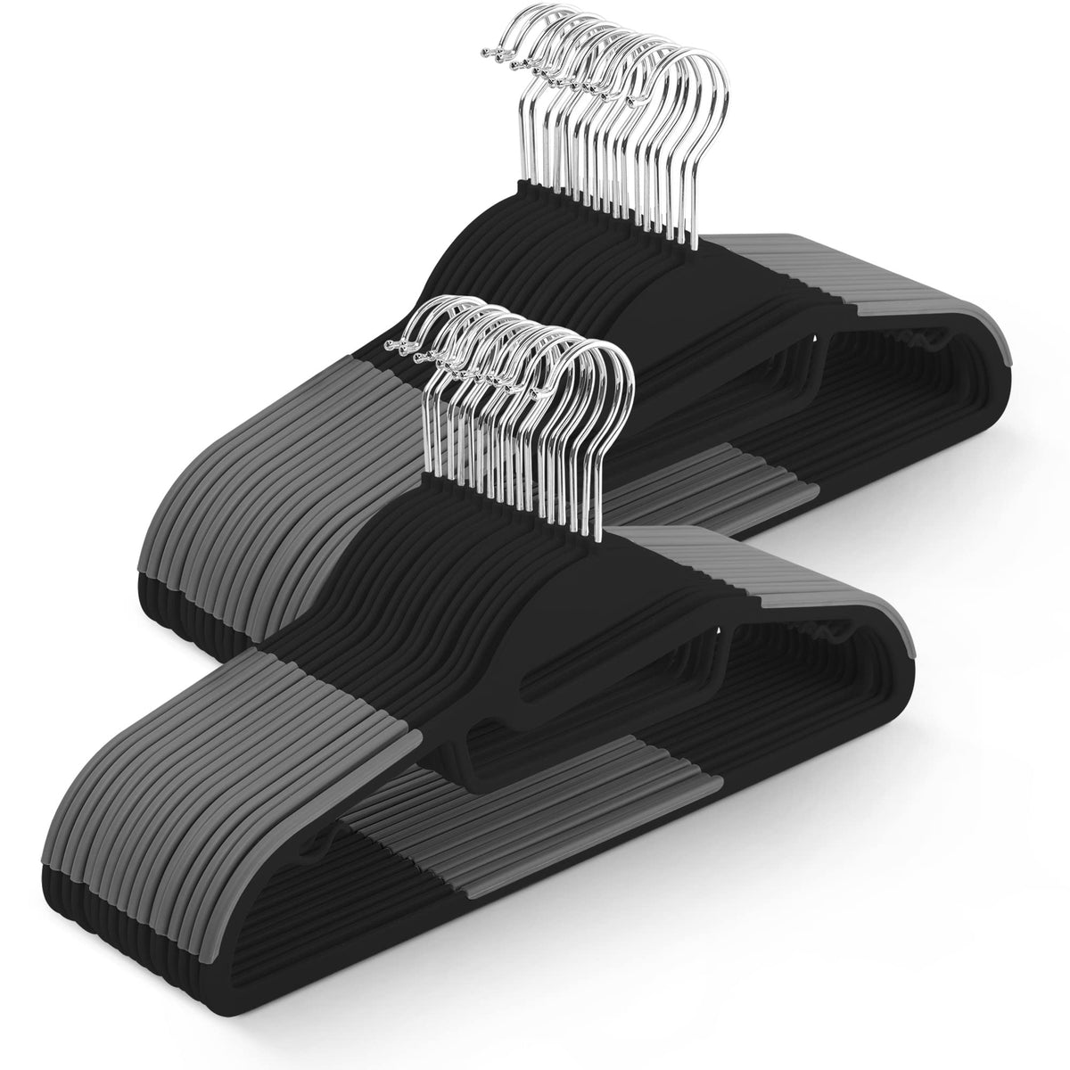 KEPLIN 50 Pack Non-Slip Hangers Durable Slimline Design Space Saving With 360 Swivel, Tie Organiser, Strap Hooks and S Shape Opening 41x22cm in