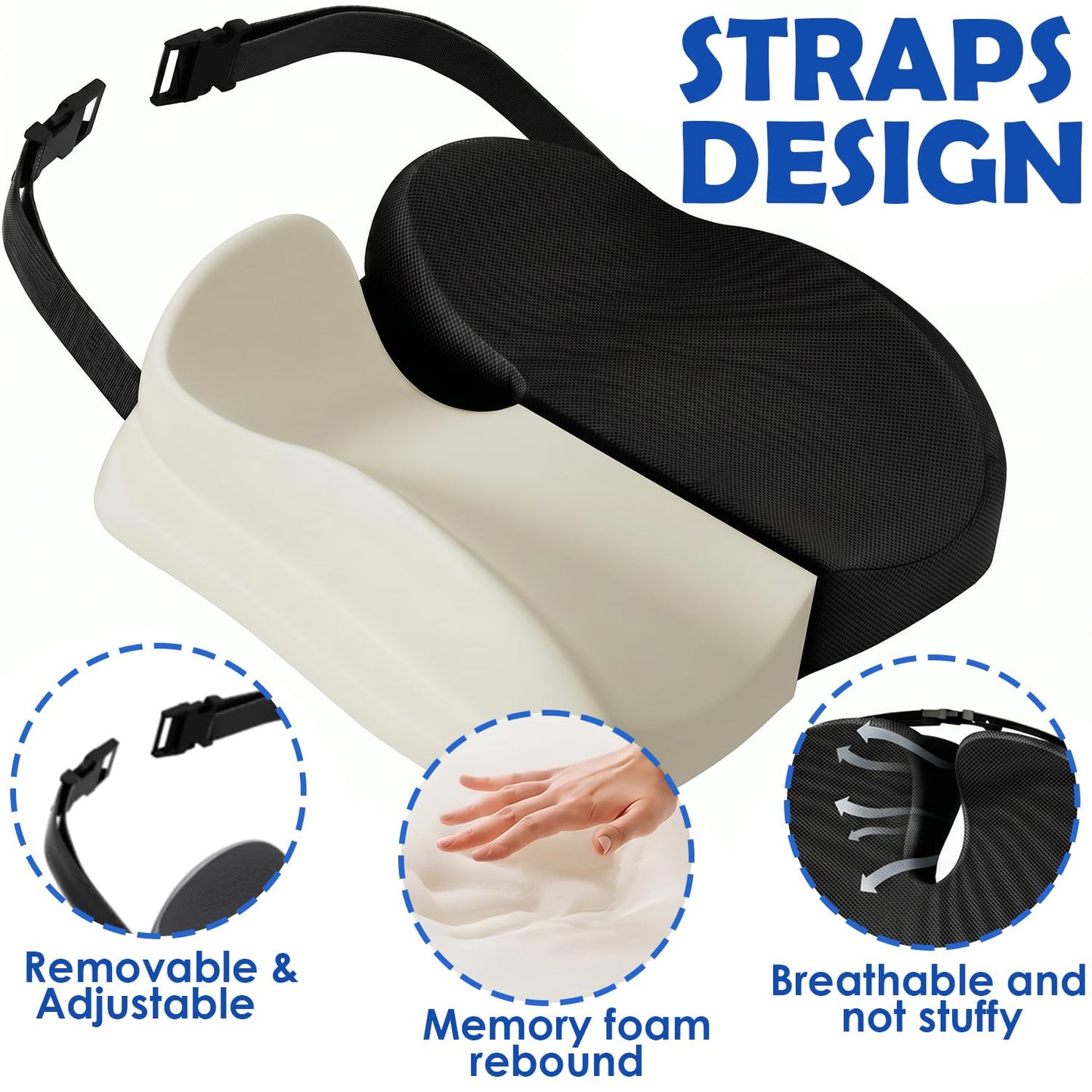 Chemlliy Dual-Layer Memory Foam Seat Cushion, Ergonomic Office Chair Cushion Car Seat Cushion for Long Sitting