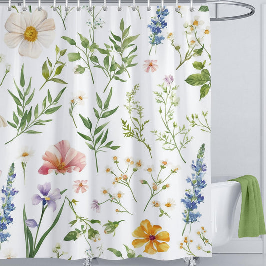 LIVETTY Shower Curtains 180x180cm Floral Shower Curtain Waterproof For Women & Men With 12 Hooks Washable Quick-Drying Curtains