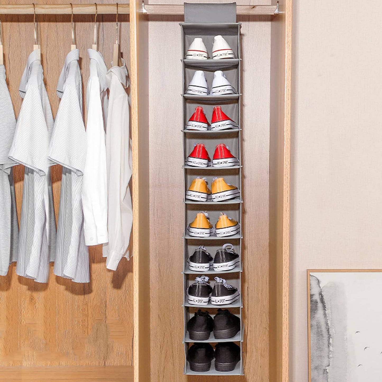 ATopoler Hanging Shoe Storage,2 Pcs Shoe Organizer,Foldable 10-Shelf Hanging Shoe Rack