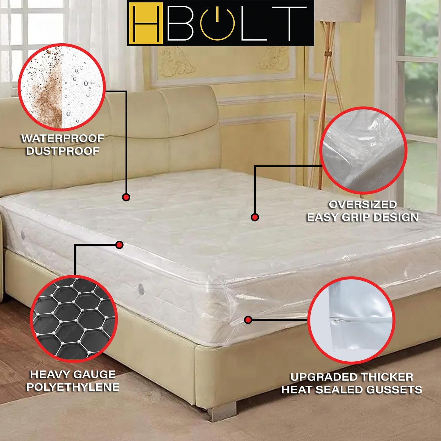 MAMMOTH Premium Mattress Storage Bag – Robust Protection for Moving & Storing – Shields Against Dust, Stains, and Pests (Double)