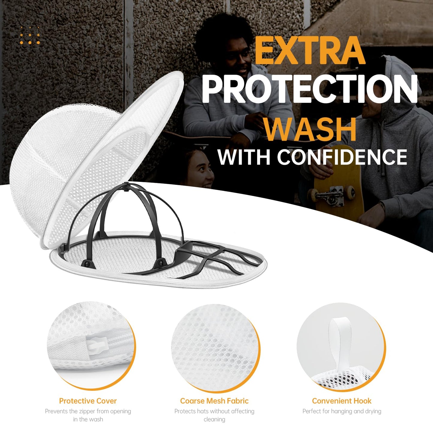 QIMATOP Baseball Cap Washing Cage, Collapsible Hat Washing Cage - Baseball Cap Cleaner for Washing Machine & Dishwasher – Ball Cap Holder