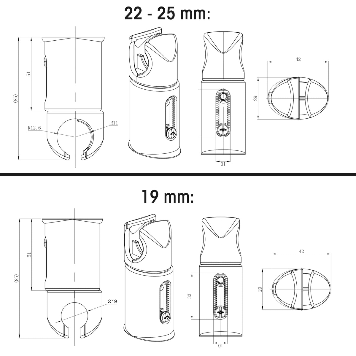 Clamp Brackets for Heated Towel Rail Radiators Flat & Curved Chrome, 22mm Tube Width