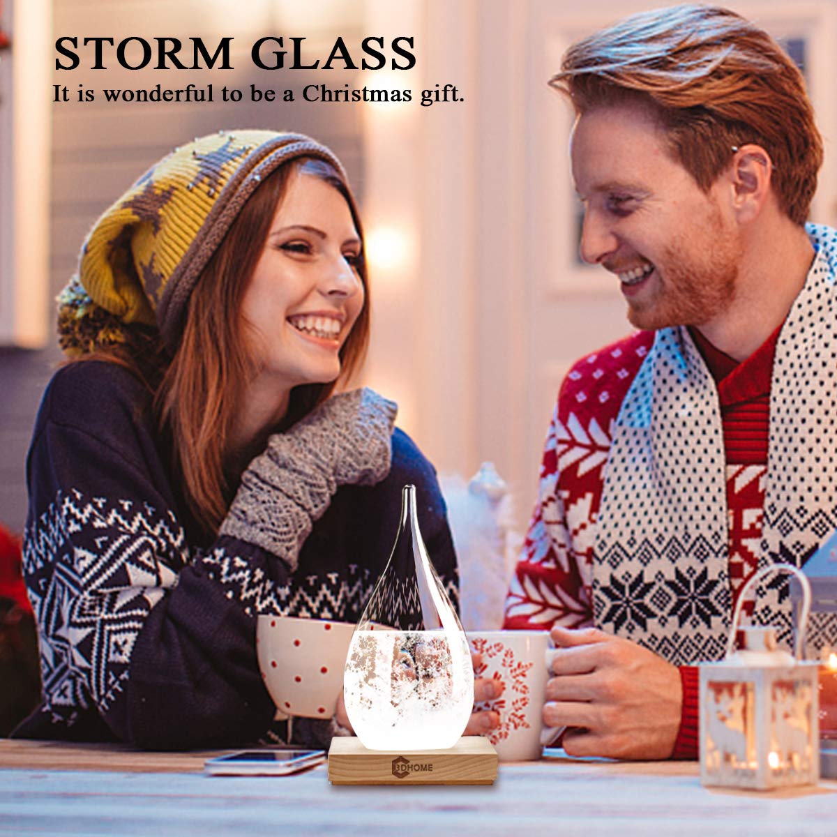 Storm Glass Christmas Unique Gifts, Stylish Creative Desktop Decorative Bottle Water Drop Glass Barometer Weather Forecast Bottle Weather Station,
