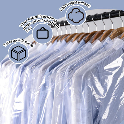 JIUBULUJIU 40 Pack Plastic Clothes Covers, 60 x 90cm Dry Cleaning Bags