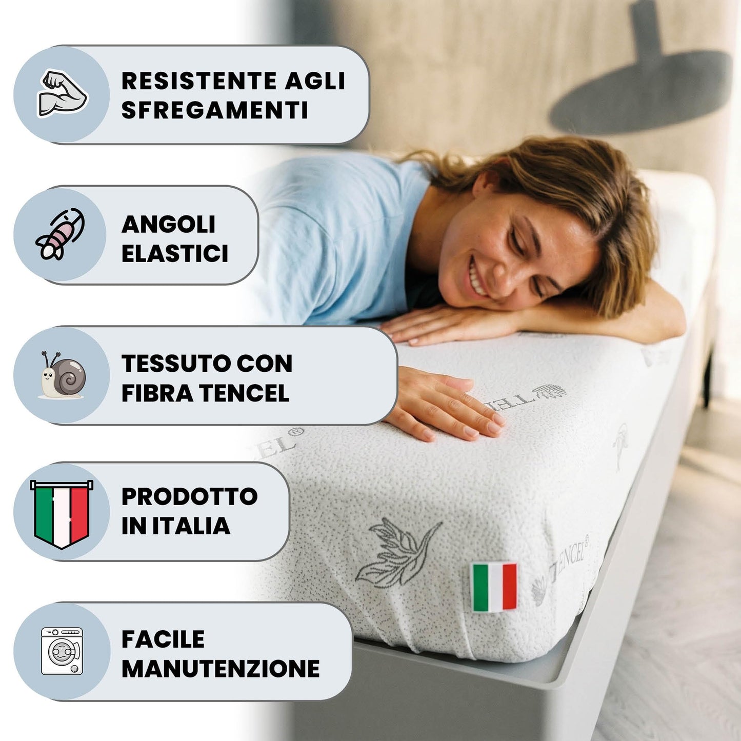 MB HOME ITALY Mattress Cover, Thermocontrol, White, Small Double 120x200 cm