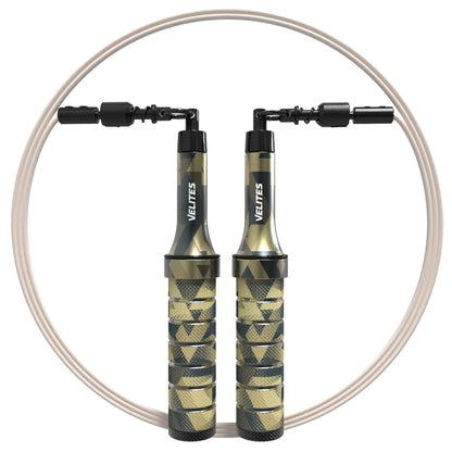 Velites Weighted Jump Rope for Crosstraining, Boxing and Fitness Earth 2.0 - Ideal for Maximizing Muscle Strength | Aluminium Rope (Kamo)
