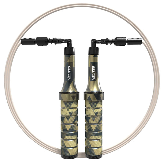 Velites Weighted Jump Rope for Crosstraining, Boxing and Fitness Earth 2.0 - Ideal for Maximizing Muscle Strength | Aluminium Rope (Kamo)