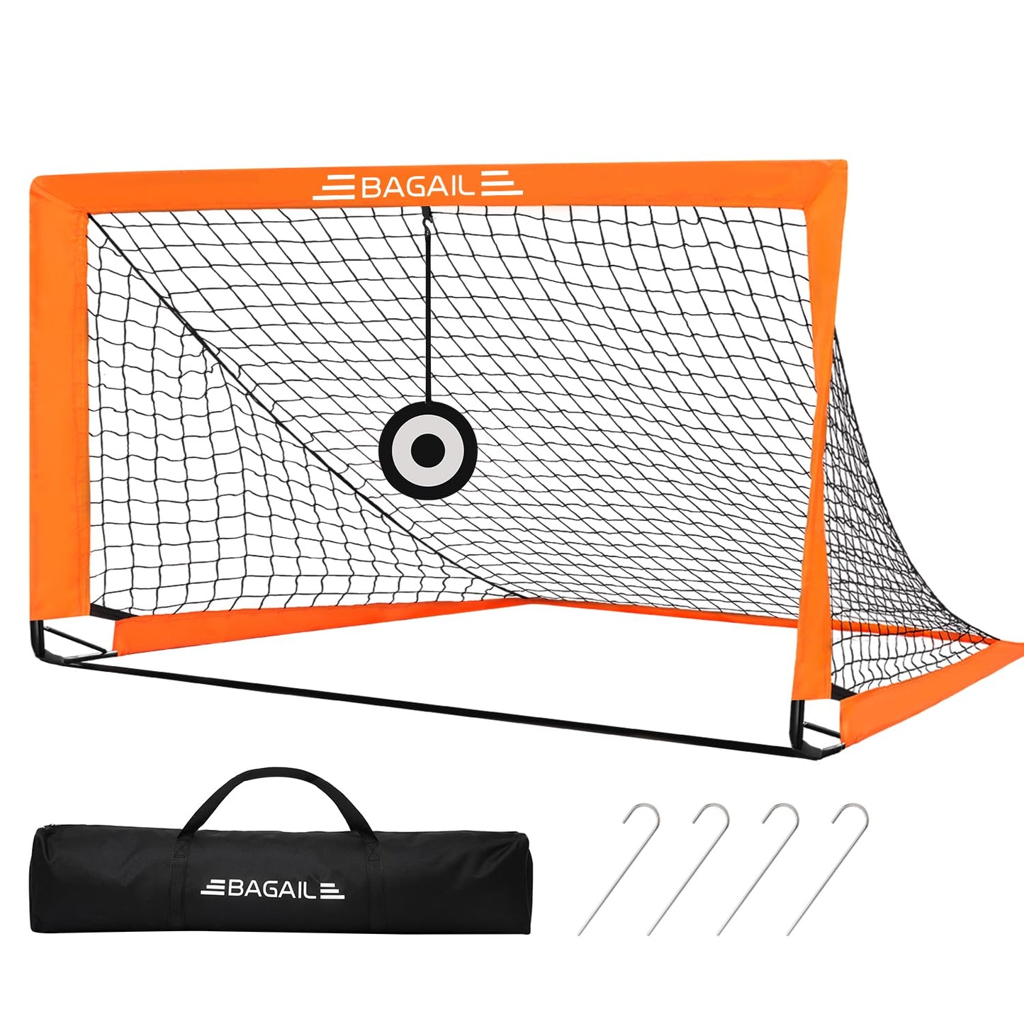 BAGAIL Football Goal, Pop up Football Net with Target Goal, Ground Pegs and Portable Carry Bag, Easy to Assemble, Ideal Soccer Goal for Garden