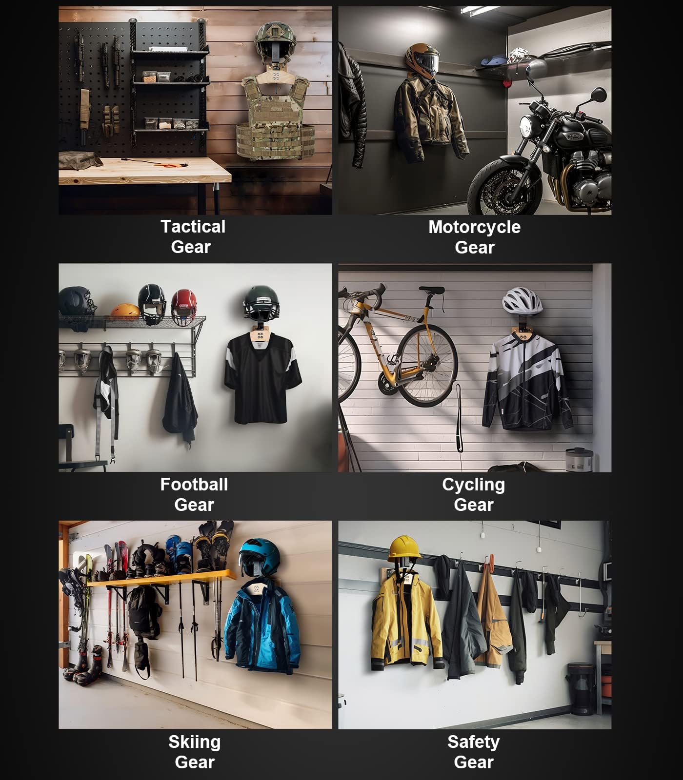 OneTigris Motorcycle Helmet Stand Wall Mount – Heavy-Duty Helmet & Jacket Hanger, Wall-Mounted Stand for Motorbike Gear & Tactical Equipment
