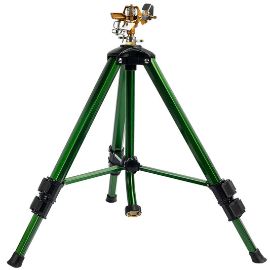 Hourleey Impact Sprinkler on Tripod Base, Heavy Duty Brass Sprinklers for Yard Lawn Garden, 0-360 Degree Large Area Coverage, 3/4 Inch Connector