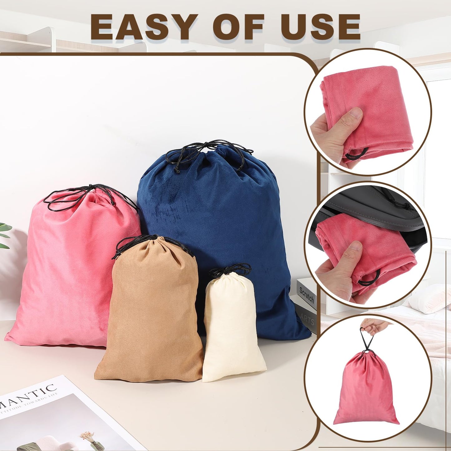 sourcing map 2 Pack Dust Bags for Handbags, 19.3x23.7" Cotton Drawstring Storage Pouch Bag Dust Cover Storage Bags for Purses Shoes Boots Daily