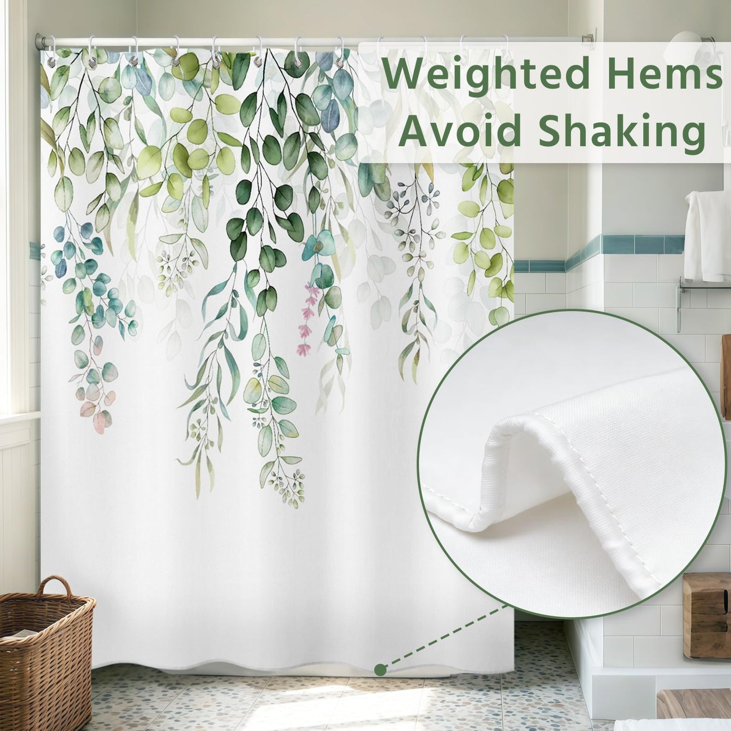 FAVORTALK Shower Curtain Mould Proof Resistant Shower Curtains for Bathroom Mildew Resistant Floral Curtain with Hooks 70.1 x L 70.1 Waterproof