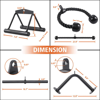 Workout Cable Machine Attachment for Home Gym, SERTT LAT Pulldown Attachments, Cable Accessories for Weight Training, Straight Pull Down Bar, Tricep