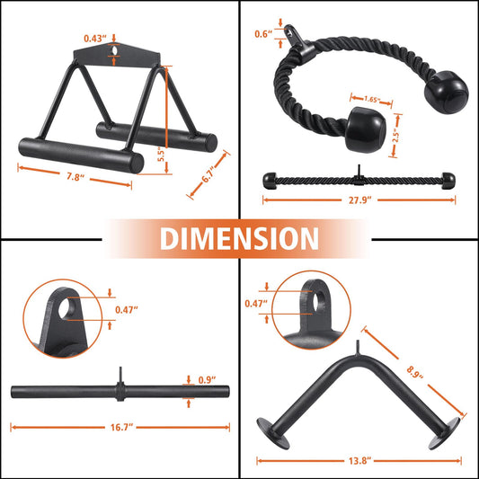 Workout Cable Machine Attachment for Home Gym, SERTT LAT Pulldown Attachments, Cable Accessories for Weight Training, Straight Pull Down Bar, Tricep