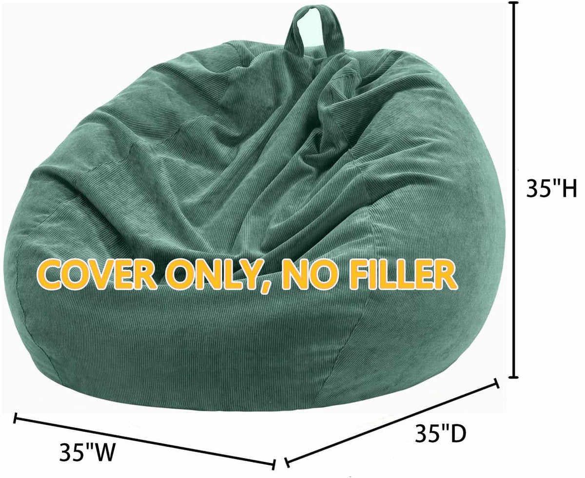 Nobildonna 3 ft Bean Bag Chair Cover No Filler for Adults and Kids 300L Extra Large Stuffed Animal Storage Bean Bag Washable Soft Premium Corduroy