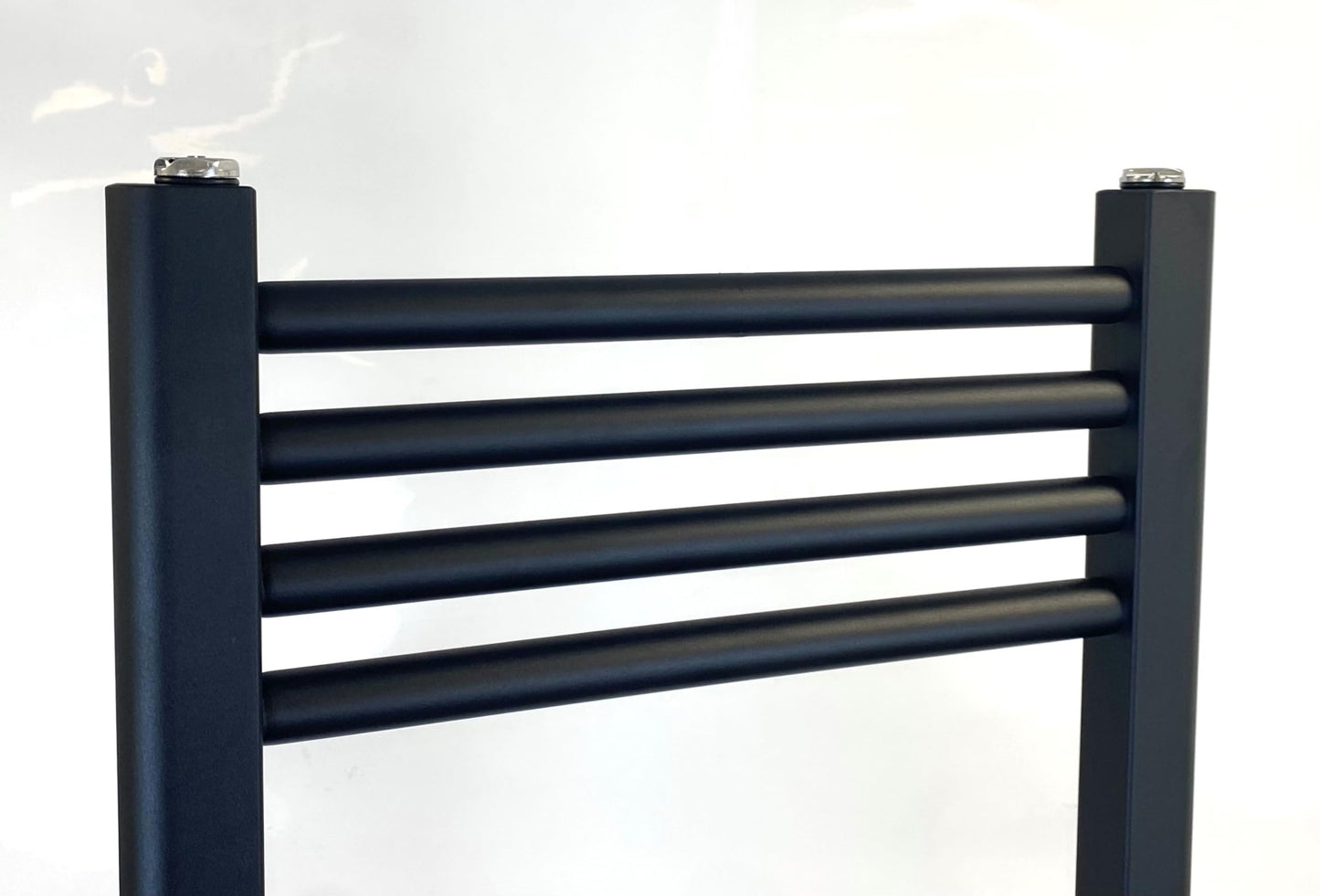 Greenedhouse 400w x 800h Black Electric Flat Heated Towel Rail Bathroom Radiator
