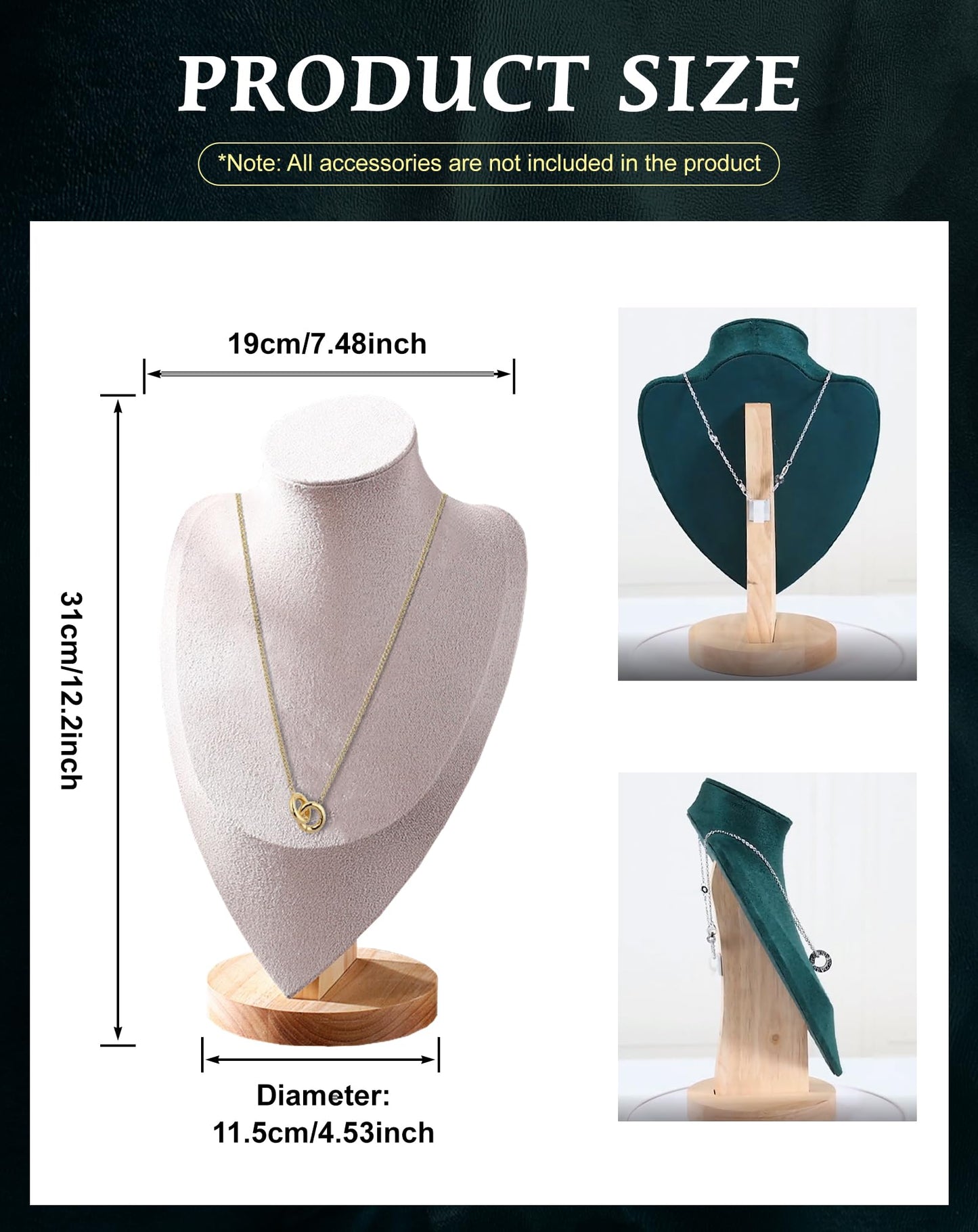 TINGSING Velvet Necklace Display Stand Jewelry Bust Display Stands